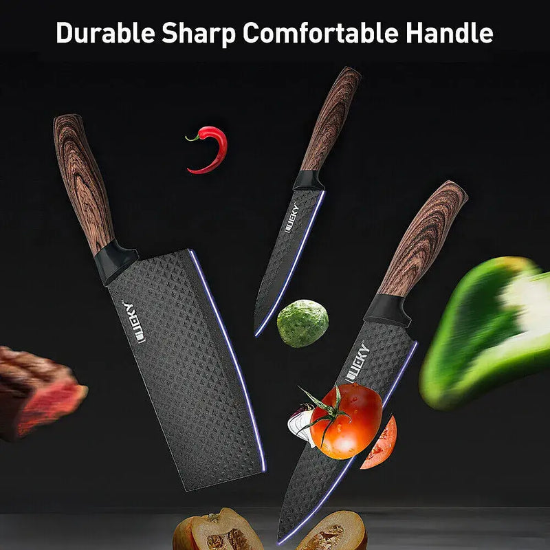 6-Piece High Carbon Steel Knife Set with Cleaver & Scissors