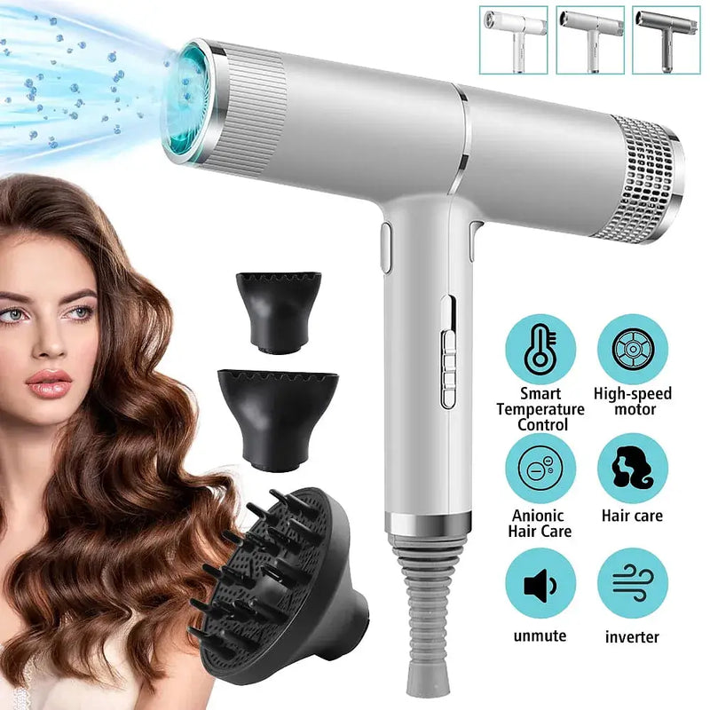 Fast-drying Hair Dryer,Kepeak Lightweight Portable Hairdryer for Women & Men, 2 Heating/Cold/3 Speed Settings, Silver