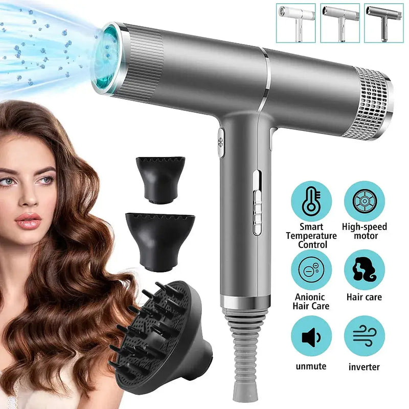 Fast-drying Hair Dryer,Kepeak Lightweight Portable Hairdryer for Women & Men, 2 Heating/Cold/3 Speed Settings, Gray