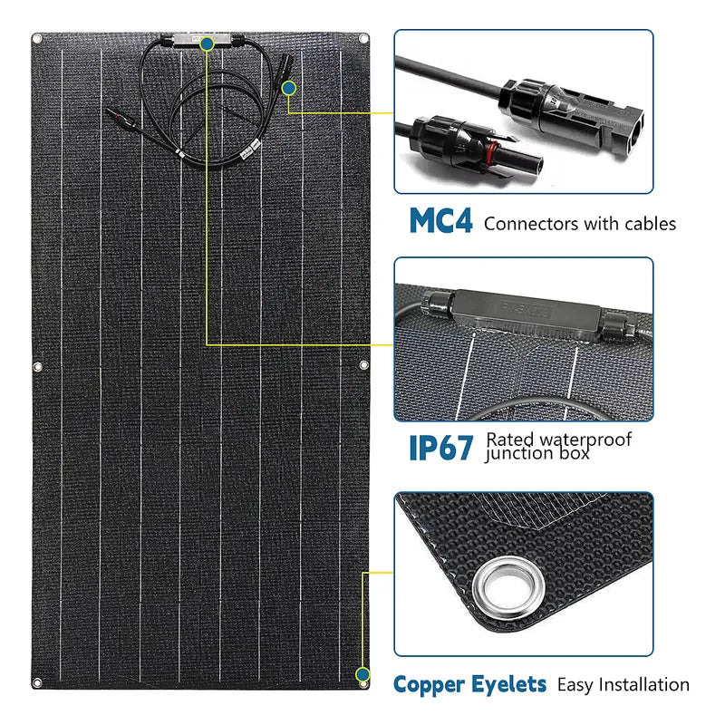 KEPEAK 100W 12V Flexible Mono Solar Panel for RV Marine Van