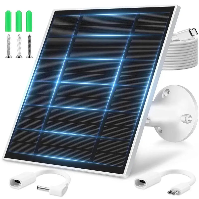 KEPEAK Solar Panel for Ring Camera Outdoor, Small Solar Panel Charger with USB-C to Ring Barrel Plug Adapter, Compatible with Rings Spotlight & Stick Up Cam Battery