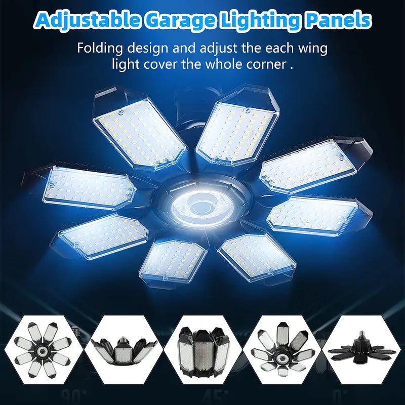 200W LED Garage Light 20000LM 6500K Deformable Adjustable Panels