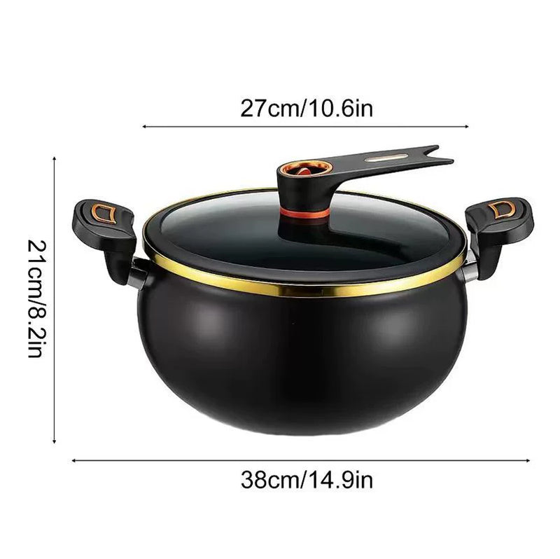 Enamel Ceramic Micro Pressure Cooker 8L Multi-functional Non-stick Micro Pressure Stew Pot (White/Black, US Standard)