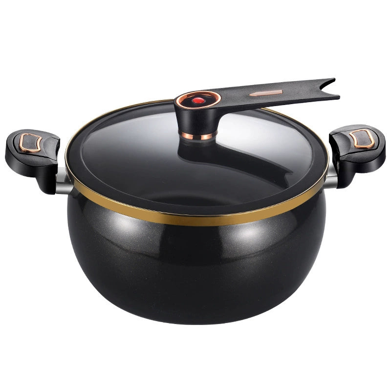 Enamel Ceramic Micro Pressure Cooker 8L Multi-functional Non-stick Micro Pressure Stew Pot (White/Black, US Standard)