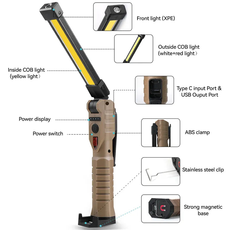 Kepeak Rechargeable Work Light 180° Swivel BBQ Camp Car Repair