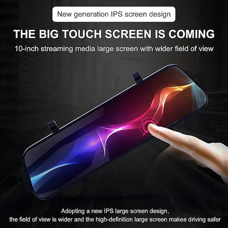 10" Mirror Dash Cam 1080P FHD Front Rear G-Sensor Touch Screen