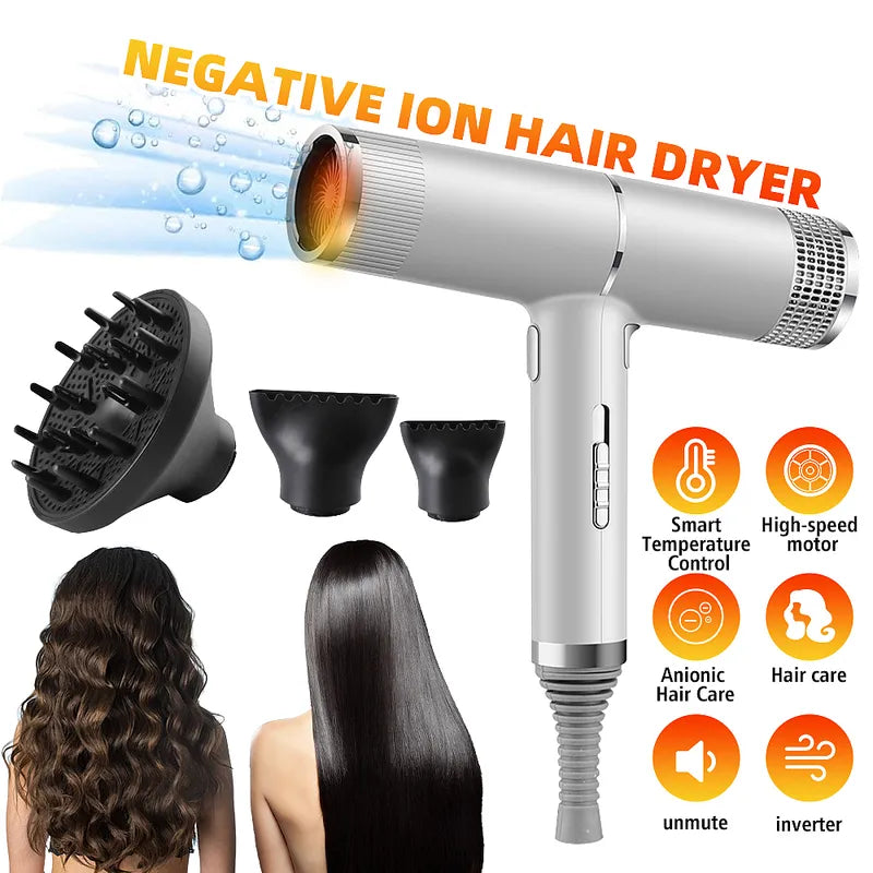 Kepeak Fast Drying Portable Hair Dryer, 3 Speed 2 Heat Cold Wind Silver