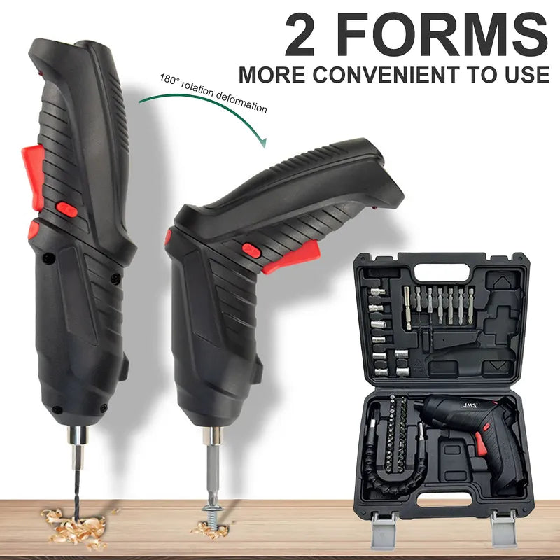 Kepeak 47PCS 3.6V Cordless Electric Screwdriver Pivoting Handle Kit
