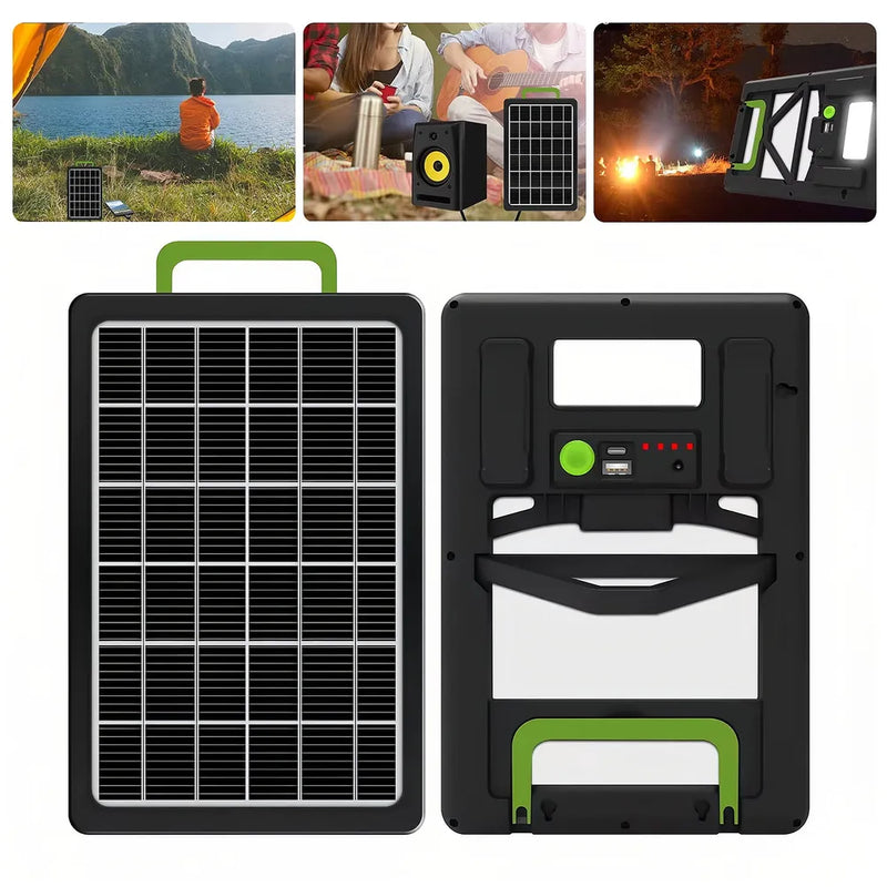 Kepeak 15W Foldable Solar Panel with USB-A/USB-C, 1-to-5 Cable, and LED Light ¨C Lightweight, Waterproof for Mobile Phones