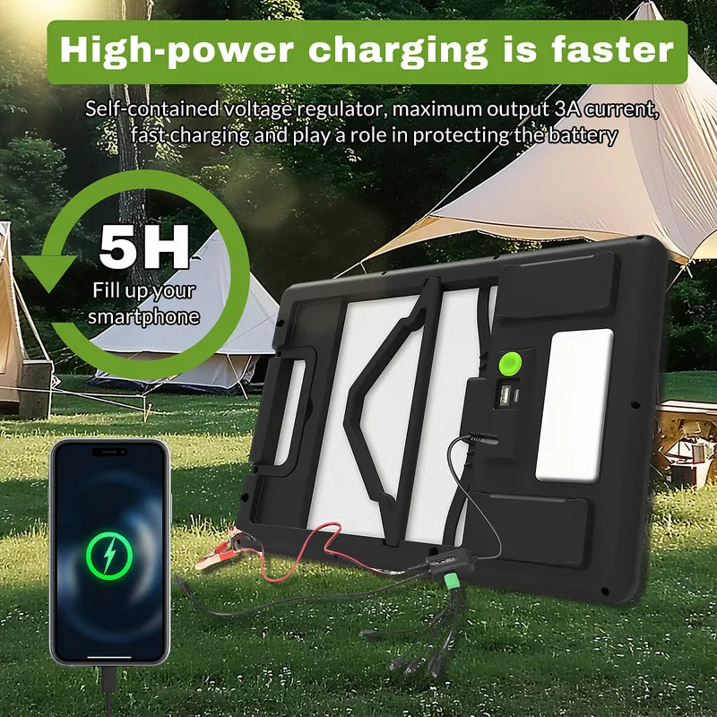 Kepeak 15W Foldable Solar Panel USB-C LED Waterproof Phone Charger