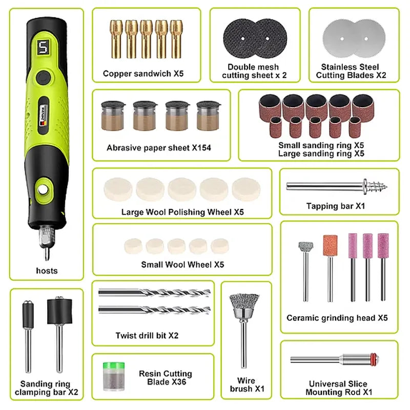 Kepeak Cordless Mini Rotary Tool 5-Speed 2.4V for Sanding Polishing DIY