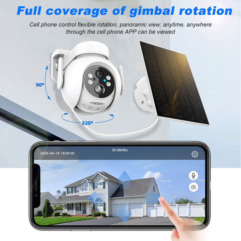 Powerful 1080P HD Wifi Solar Security Camera Full Color Night Vision IP66, ICSee