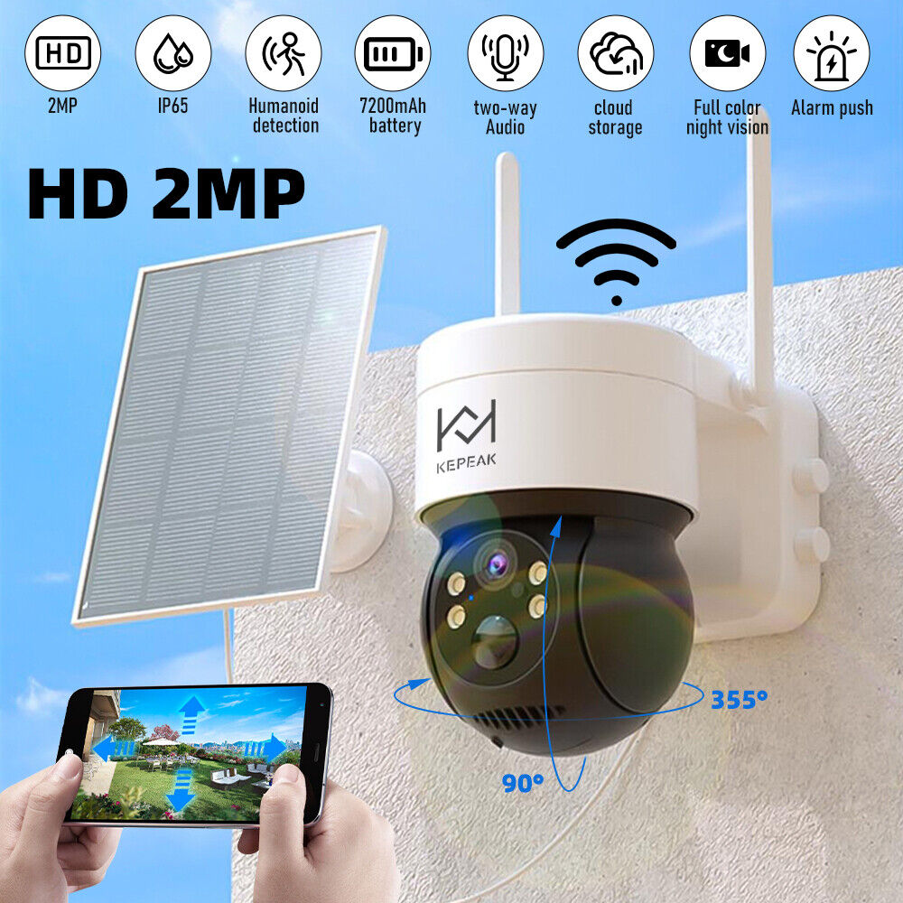 Solar Battery Powered Wireless Security Camera System Outdoor Home Wifi IP Audio