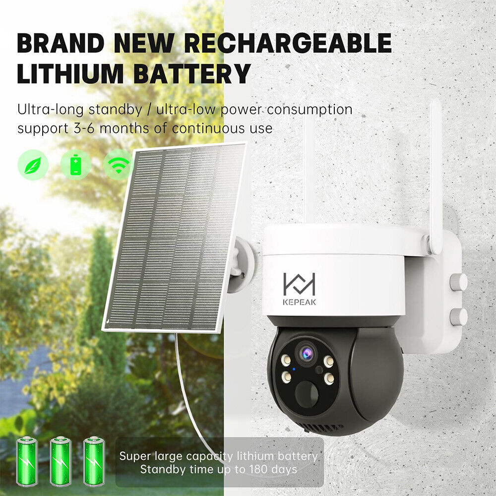 Solar Battery Powered Wireless Security Camera System Outdoor Home Wifi IP Audio
