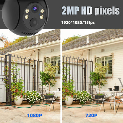 Powerful 1080P HD Wifi Solar Security Camera Full Color Night Vision IP66, ICSee