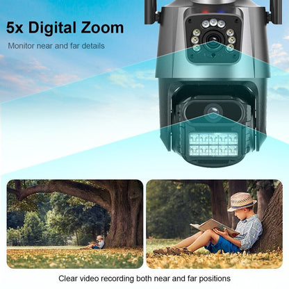 Dual Lens HD 1080P WiFi IP Camera Wireless Outdoor CCTV PTZ Home Security IR Cam