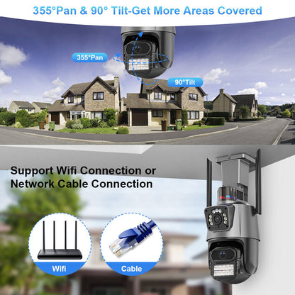 Dual Lens HD 1080P WiFi IP Camera Wireless Outdoor CCTV PTZ Home Security IR Cam