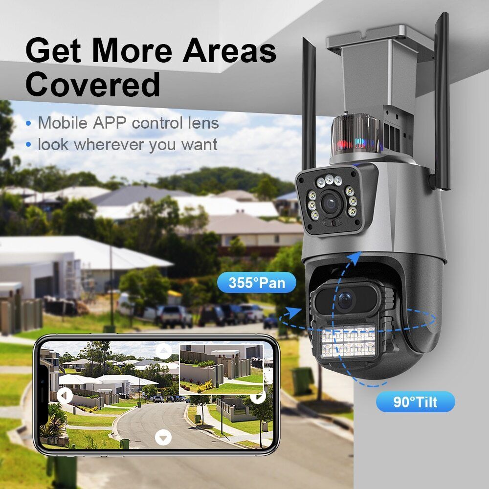 Dual Lens HD 1080P WiFi IP Camera Wireless Outdoor CCTV PTZ Home Security IR Cam