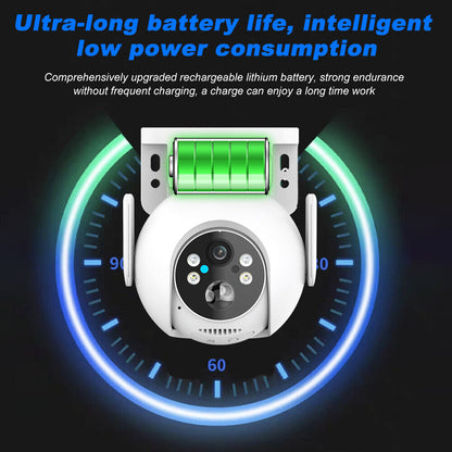 Powerful 1080P HD Wifi Solar Security Camera Full Color Night Vision IP66, ICSee