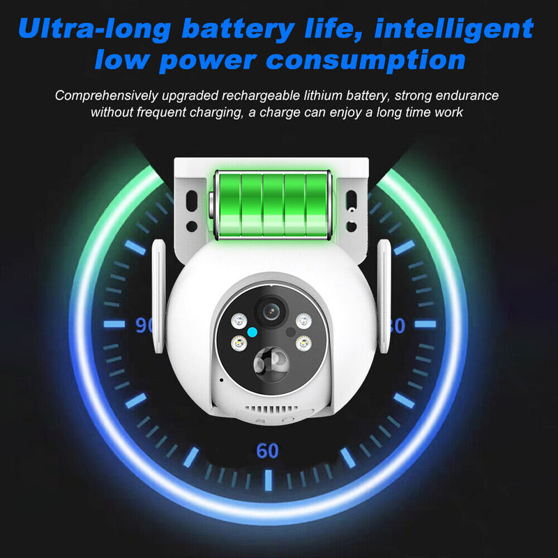 Powerful 1080P HD Wifi Solar Security Camera Full Color Night Vision IP66, ICSee