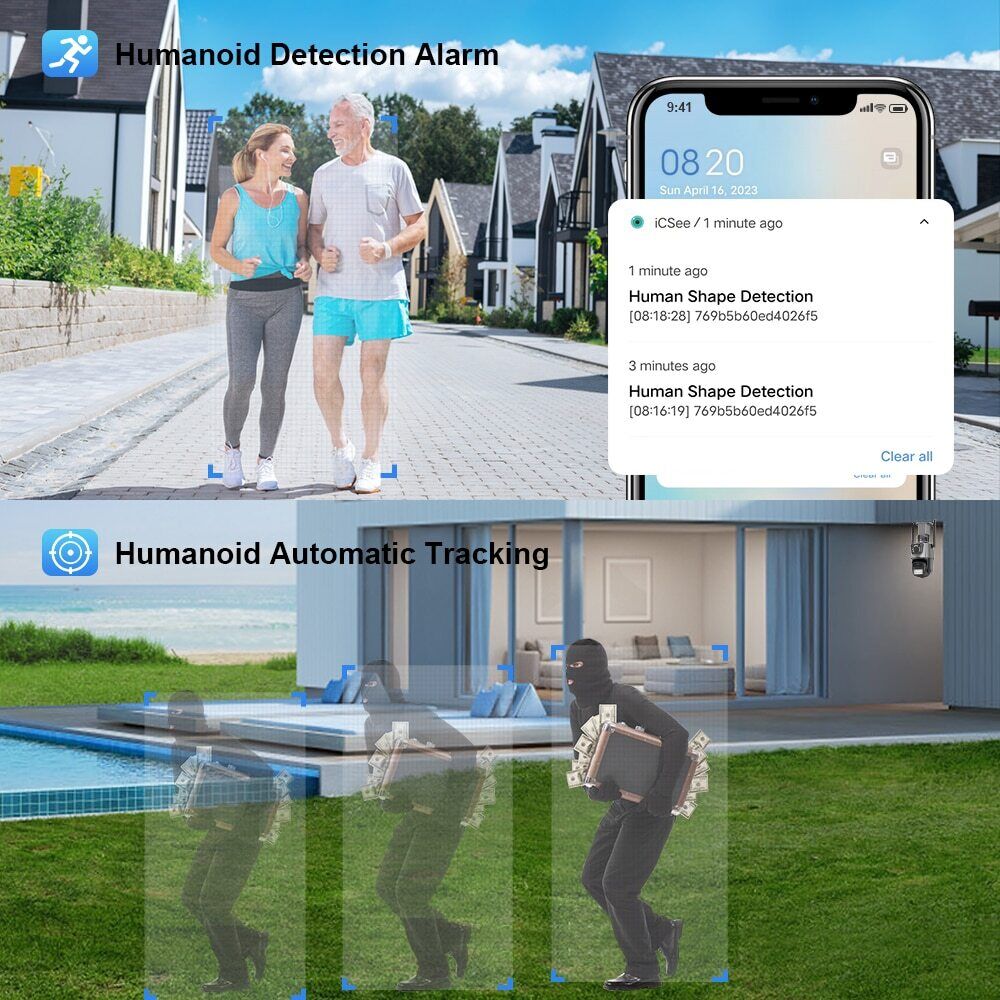 Dual Lens HD 1080P WiFi IP Camera Wireless Outdoor CCTV PTZ Home Security IR Cam