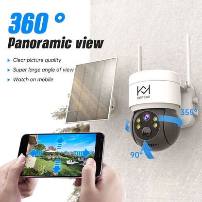 Solar Battery Powered Wireless Security Camera System Outdoor Home Wifi IP Audio