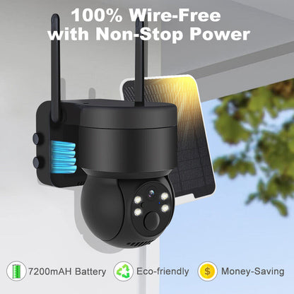 Powerful 1080P HD Wifi Solar Security Camera Full Color Night Vision IP66, ICSee