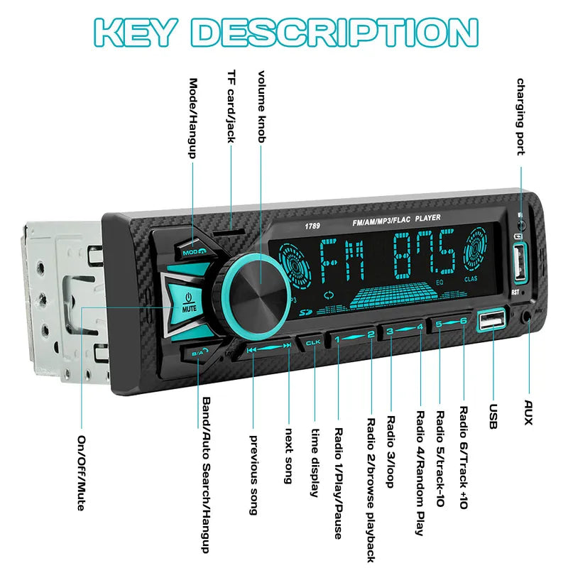Kepeak Bluetooth Car Stereo USB AUX Hands-Free AM FM Radio