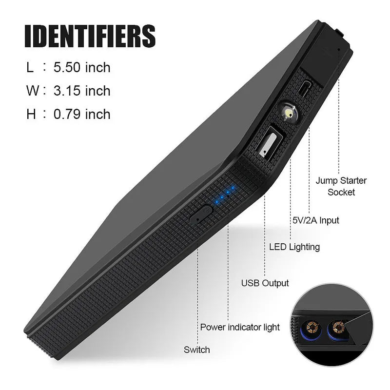 Kepeak 6000mAh Car Jump Starter, 4.0L Gas/5.0L Diesel, USB LED