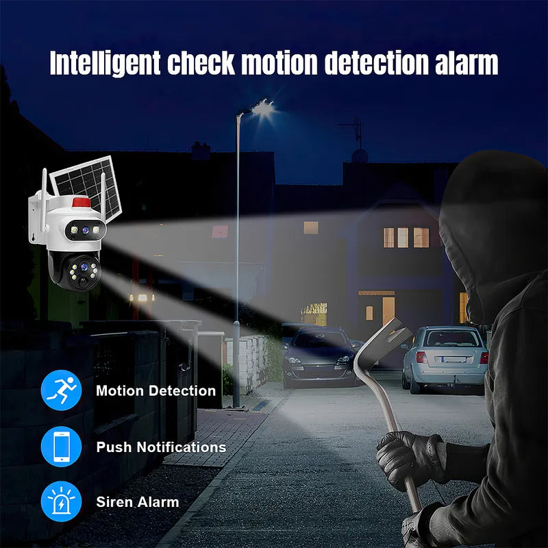 Solar Low Power PTZ Security Camera - Wireless WiFi, Black & White, No SD Card