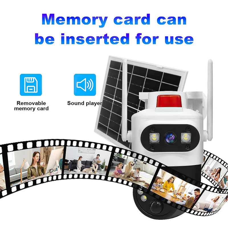Solar Low Power PTZ Security Camera - Wireless WiFi, Black & White, No SD Card