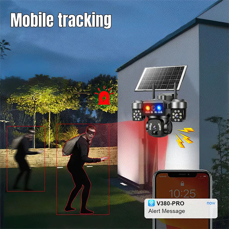 QD5 6MP Triple Lens Solar WiFi Camera Outdoor IP66 Night Vision