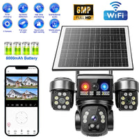 QD5 6MP Triple Lens Solar WiFi Camera Outdoor IP66 Night Vision