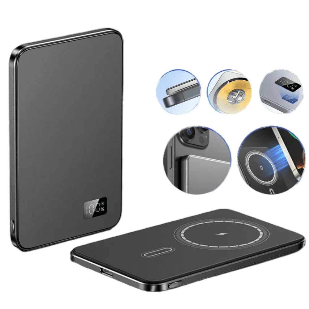Kepeak Magnetic Wireless Portable Charger, Power Bank Compatible with Mag-Safe 10000mAh,20W PD Fast Charging, 15W Wireless Charger, USB-C Bi-Directional,Gray