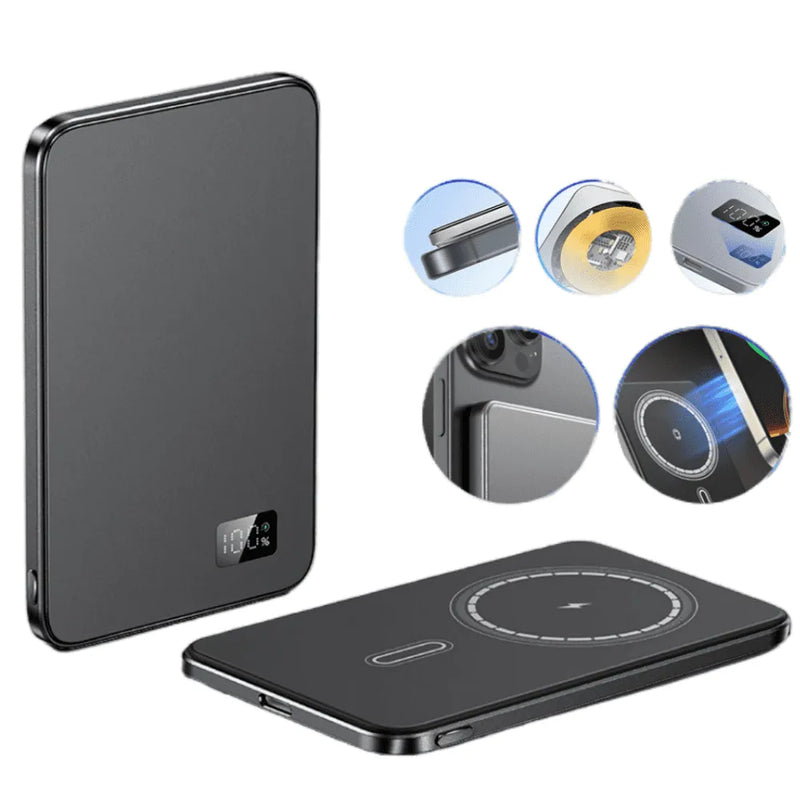 Kepeak Magnetic Wireless Portable Charger, Power Bank Compatible with Mag-Safe 10000mAh,20W PD Fast Charging, 15W Wireless Charger, USB-C Bi-Directional,Gray
