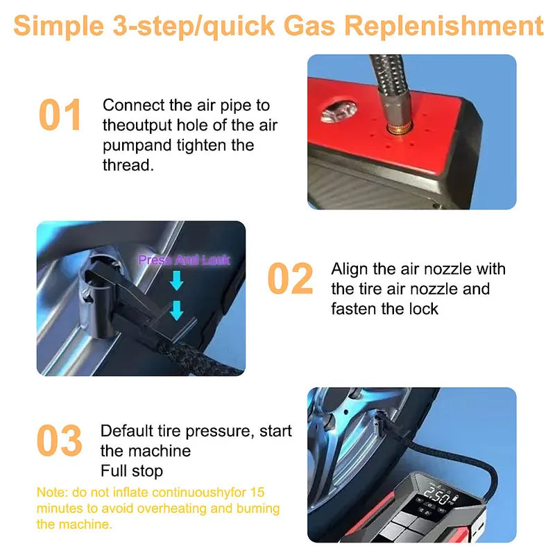 1000A Jump Starter & Air Pump, 150PSI, LED, Power Bank