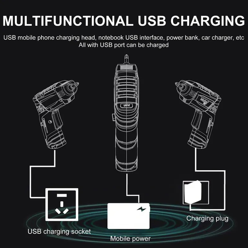 Kepeak 47PCS 3.6V Cordless Electric Screwdriver Pivoting Handle Kit