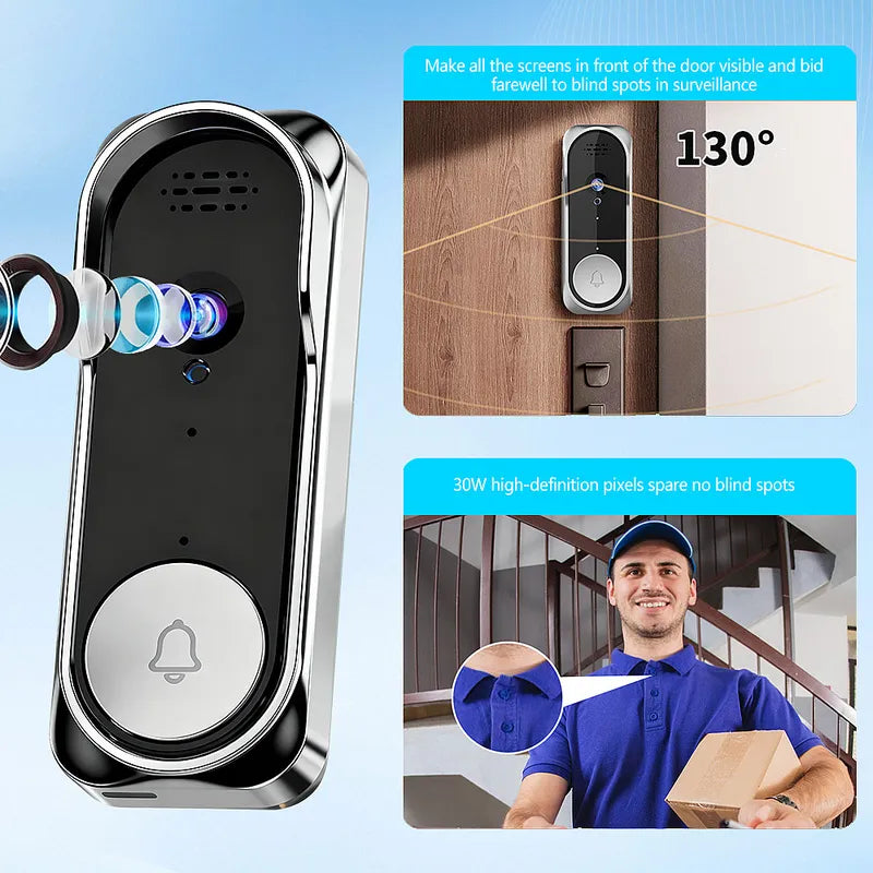 Wireless Doorbell Camera 4.3 Inch Monitor 2.4G Two Way Audio Night Vision