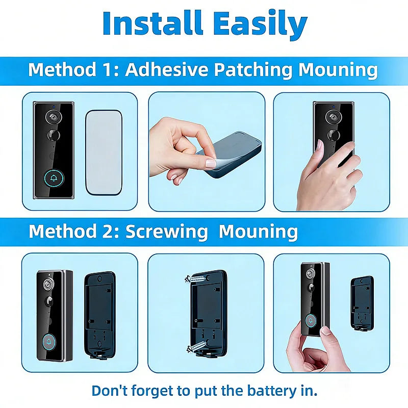 Wireless Doorbell Camera M18 PIR Motion Detect 720P Tuya WiFi Video Doorbell