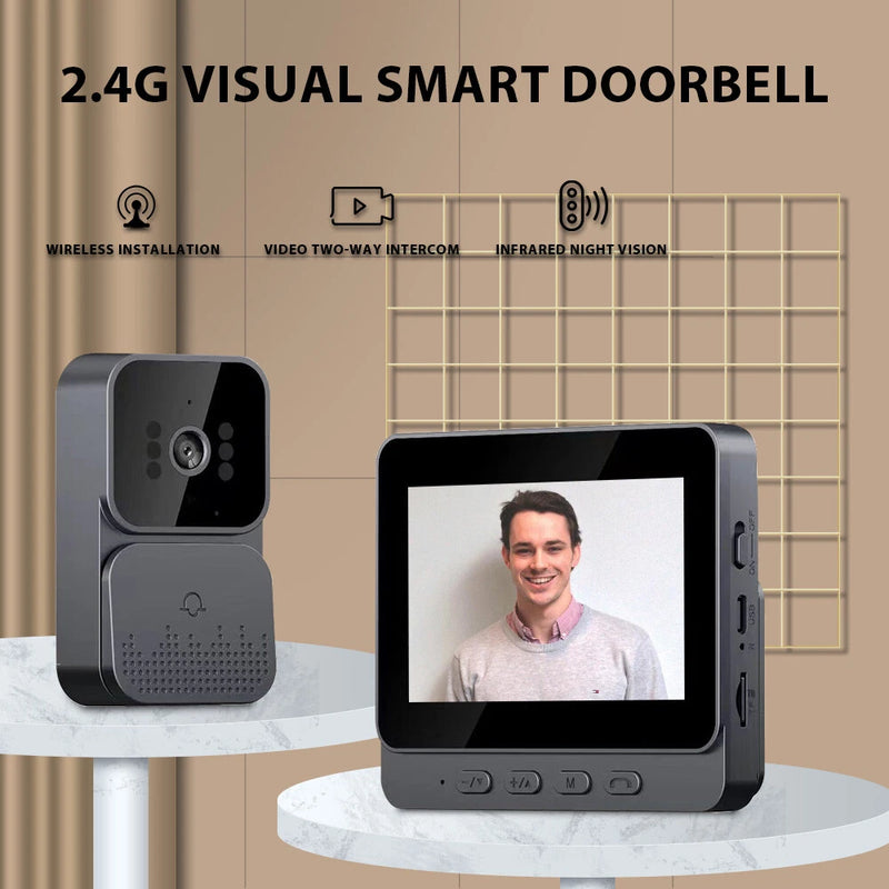 Wireless Doorbell Camera 4.3 Inch IPS Screen 2.4G Two Way Audio Night Vision