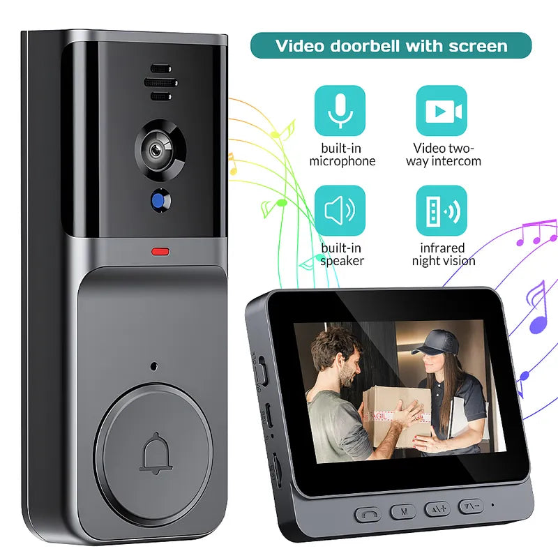 English: 4.3 Inch IPS Screen 2.4G Wireless Security Intercom Doorbell Camera