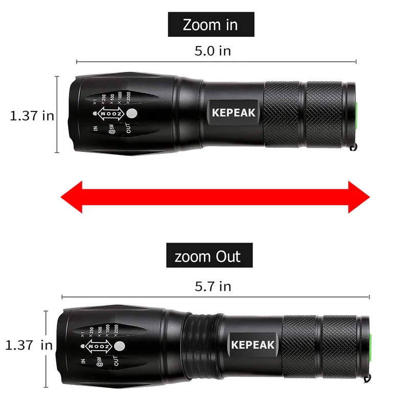 Kepeak Zoomable Tactical LED Flashlight 2 Pack