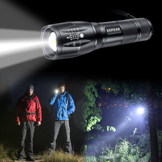 KEPEAK LED Flashlight, 5 Modes Tactical Flashlight, IPX5 Water Resistant, High Lumen, Zoomable Flashlight for Camping, Outdoor, Hiking, Emergency