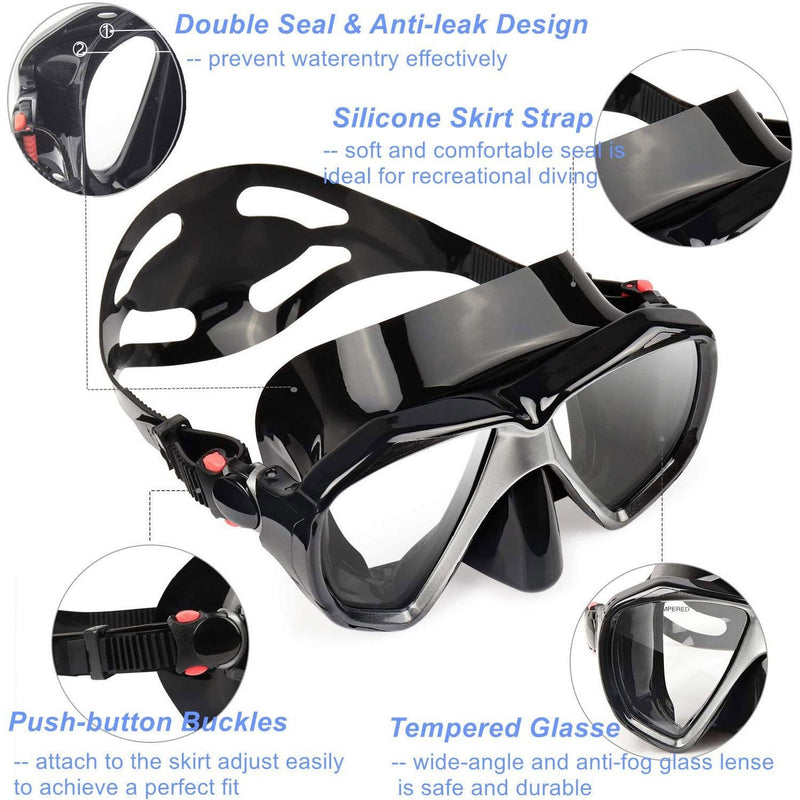 Kepeak Panoramic HD Scuba Diving Mask With Silicone Skirt