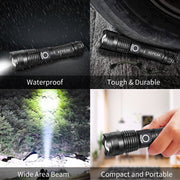 KEPEAK LED Flashlight USB Rechargeable, High Lumens Tactical Flashlights 5000, Zoomable, 5 Modes, Waterproof, with Cable for Camping, Hiking, Outdoor, Emergency
