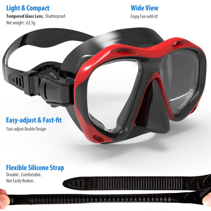 Kepeak Non-fog Snorkeling Diving Tempered Glass Mask Goggles