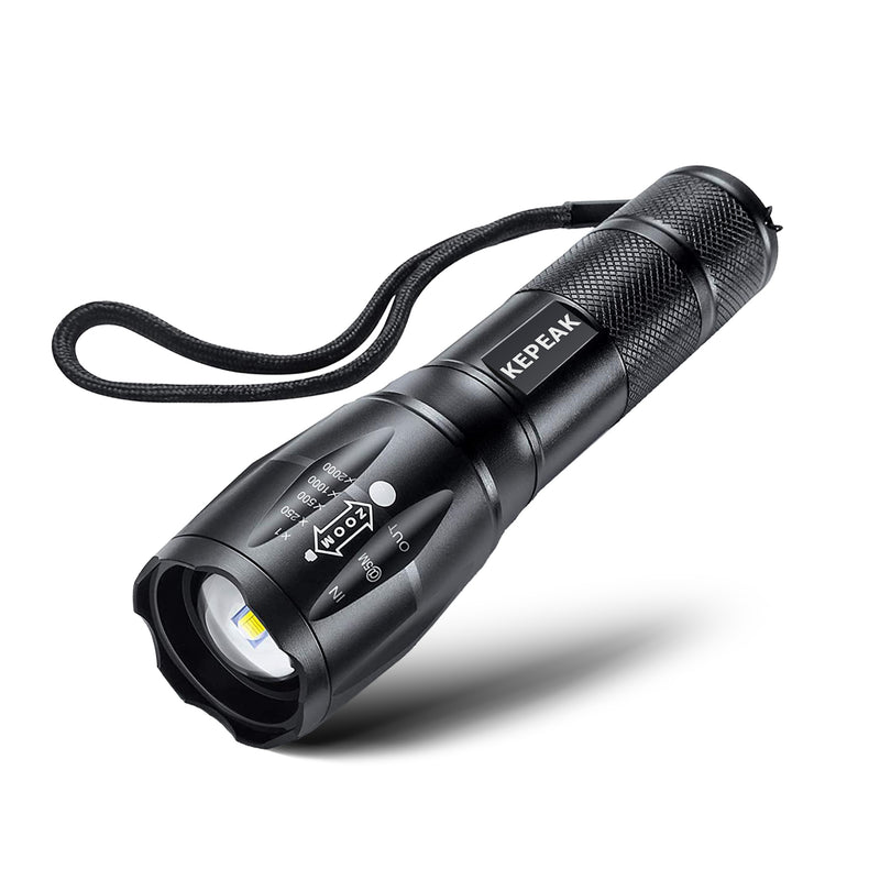 KEPEAK LED Flashlight, 5 Modes Tactical Flashlight, IPX5 Water Resistant, High Lumen, Zoomable Flashlight for Camping, Outdoor, Hiking, Emergency
