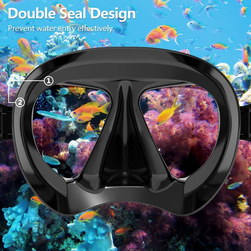 Kepeak Non-fog Snorkeling Diving Tempered Glass Mask Goggles