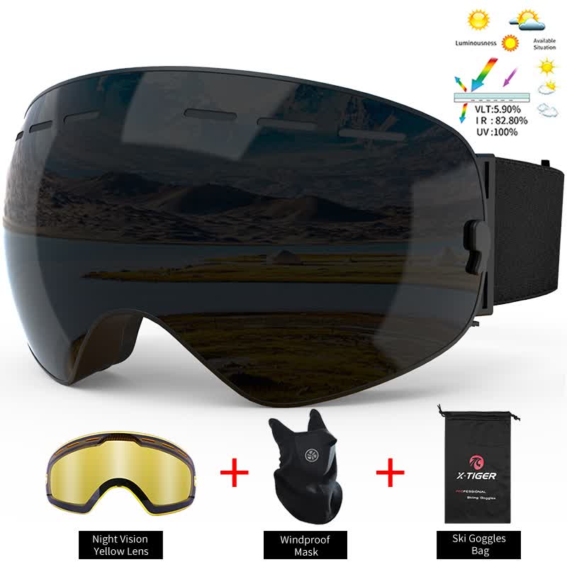 Ski Goggles Unisex Ski Glasses Double Layers UV400 Anti-Fog Big Ski Mask Glasses Skiing Snow Snowboard Goggles