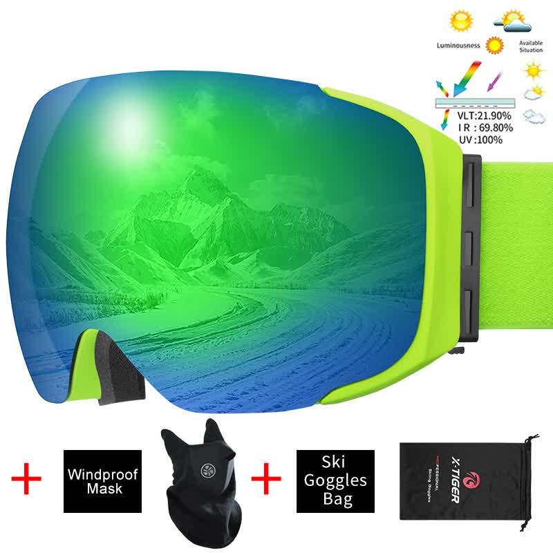 Ski Goggles Magnetic Double Layer Lens UV Protection Snowboard Snow Eyewear Men Women Outdoor Winter Sports Ski Glasses - KEPEAK-Pro
